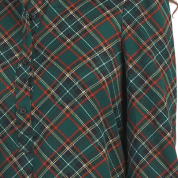 CYNTHIA ROWLEY Plaid Collared Flounce Hem Mini Shirt Dress - Picture 3 of 3